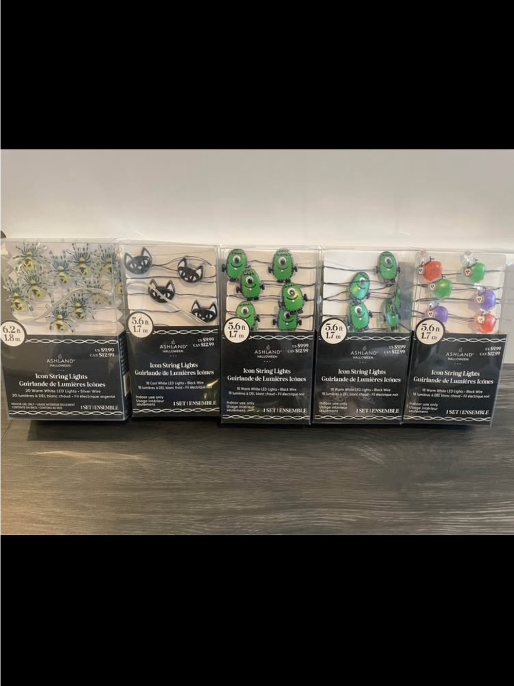 Ashland Halloween String Lights - Green Monster, Black Cat, Multicolor Shapes